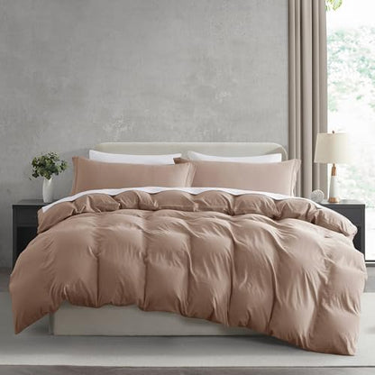 Hearth & Harbor Prewashed Twin Duvet Cover Set, Khaki