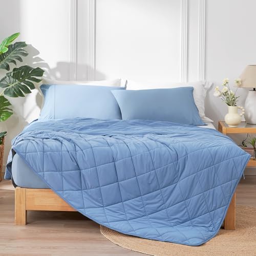 Cozy Bliss Cooling Blanket for Hot Sleepers King Size, Q-Max 0.45 Cooling Comfort, Cold Blankets for Night Sweats Sleeping, Ultra-Cool Lightweight Breathable Summer Blanket for Bed, Deep Blue