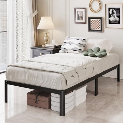 Lutown-Teen 10 Inch Twin Bed Frames with Rounded Corner Legs, 1000 LBS Heavy Duty Metal Twin Platform Bed Frame with Steel Slats Support, No Box Spring Needed, Noise Free, Easy Assembly