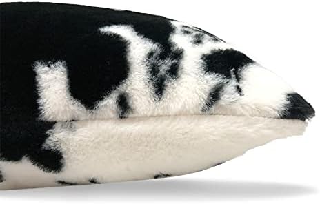 TOMWISH White Black Cowhide Printing Faux Fur Pillow Covers 16x16 Set of 2