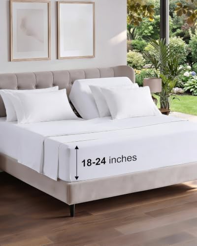 Extra Deep Flex Top Split Head King Sheet Set - 6pc Cooling Sheets - White