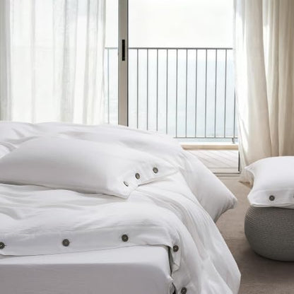 JELLYMONI Washed Cotton Duvet Cover - Off White, Twin XL Size 66x92 Inches, 2-Piece Bedding Set with Button Closure, Includes 1 Duvet Cover & 1 Pillowcase (Comforter Not Included)