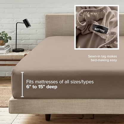 Bare Home Queen Fitted Sheet - 1800 Ultra-Soft (Queen, Taupe)