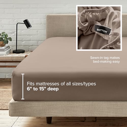 Bare Home Cal King Fitted Sheet - 1800 Ultra-Soft (Cal King, Taupe)