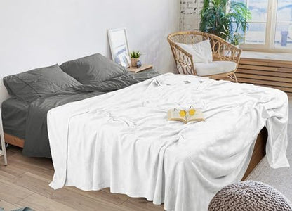 Utopia Bedding 100% Cotton Thermal Blanket White King, 90x108 Inches