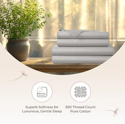 Whisper Organics 100% Organic Cotton Bed Sheets with Deep Pocket 4 Pc. Set