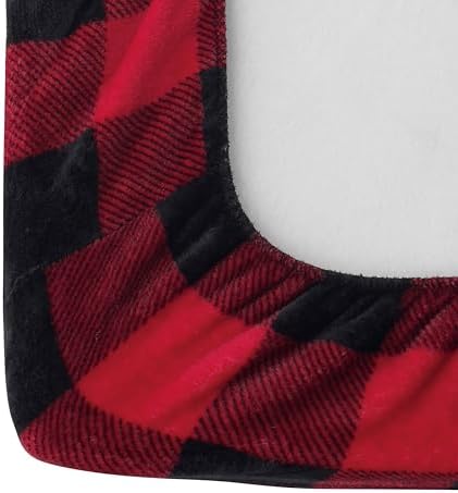 Elegant Comfort Luxuriously Soft 4-Piece Velvet Plush Flannel Sheet Set - Premium Quality - Cozy Warm, Anti-Static, Non Pilling Fuzzy Velvet Flannel Fleece Deep Pocket Sheet Set - Queen, Buffalo Red