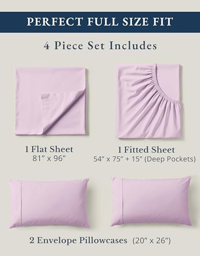 LANE LINEN Full Size Sheets 100% Organic Cotton Cooling Soft - Orchid Petal