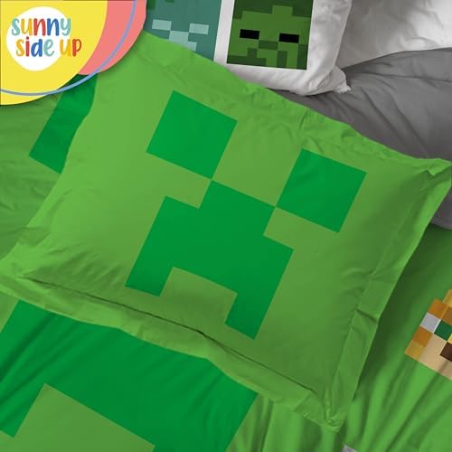 Sunny Side Up Minecraft Full Comforter Set - 7 Piece Kids Bedding Includes Comforter, Sheets & Pillow Cover - Super Soft Gamer Microfiber Bed Set