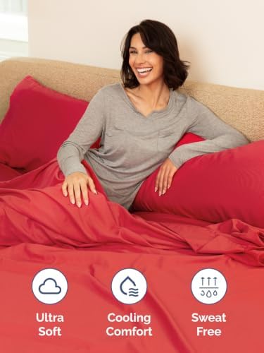 Extra Deep Pocket King Size Sheet Set - Breathable & Cooling - Red