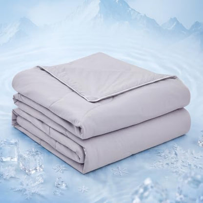 MUXHOMO Cooling Comforter Queen Size, Cooling Blanket for Hot Sleepers and Night Sweats, Lightweight Summer Comforter with Breathable Bamboo-Derived Rayon Fill, 90x90 Inches, Cool Gray