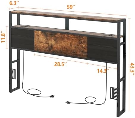 Headboard Queen Size, Headboards with Charging Station,Easy Assembly