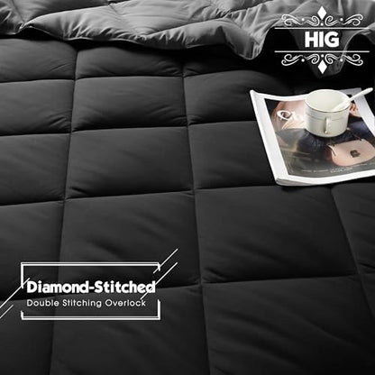 HIG 3pc Black/Gray Twin/Twin XL Bedding Comforter Set Duvet Insert Blanket