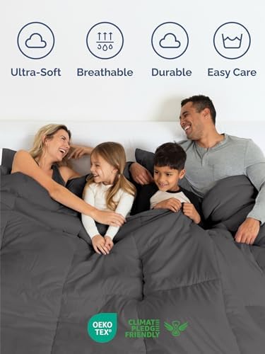 Queen Comforter Set - 7 Piece Bed in a Bag Queen Size Bed Set - Dark Grey