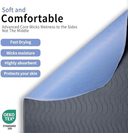 Accompagner Incontinence Bed Pads Washable Waterproof, Ultra-Absorbent Reusable Underpads for Diaper Changing, Nursing, Bedridden, Adults, Seniors, Kids and Dogs (Dark Gray, 36"x54"(Pack of 4))