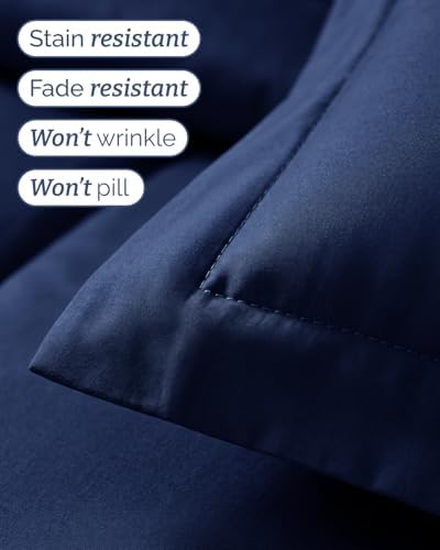Twin Comforter Set - 5 Piece Reversible Bed in a Bag - Navy Blue/Sky Blue