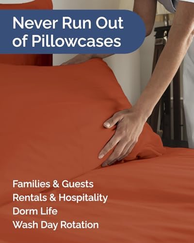 King Pillow Cases Set of 8 - Ultra Soft Pillowcase Covers - Terracotta