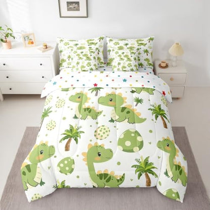 Feelyou Cute Dinosaur 7 Piece Bedding Set for Kids