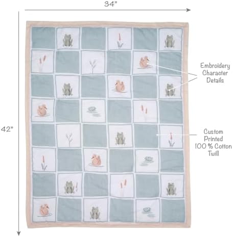 Lambs & Ivy Froggy & Friends Embroidered 3-Piece Baby Crib Bedding Set
