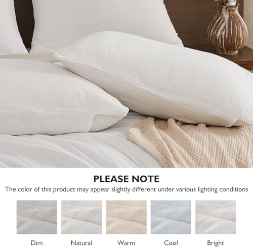 EMME Muslin Cotton Duvet Cover Set Linen Like Cream White King