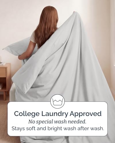 Duvet Cover Twin/Twin XL - 2 Piece Set, College Dorm Room - French Grey