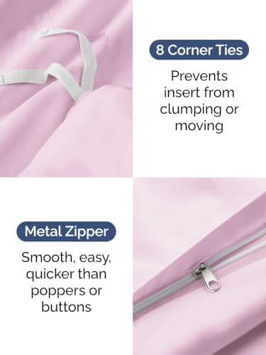 Duvet Cover Oversized King - 3 Piece with Zipper Closure - Light Pink