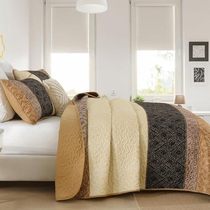 Cottolester Fall Twin Quilt Set for Dorm Bedding,2 Pieces Brown Bedspread