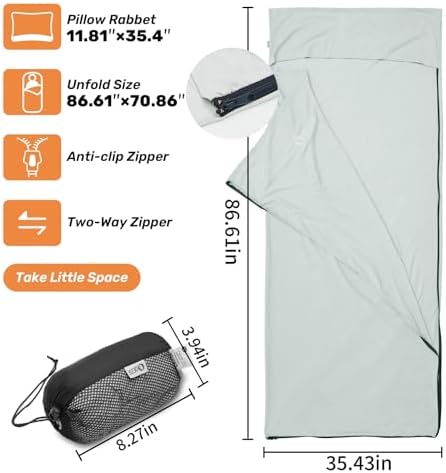 Ultralight Sleeping Bag Liner, Travel Sheet Adult Sleep Sack