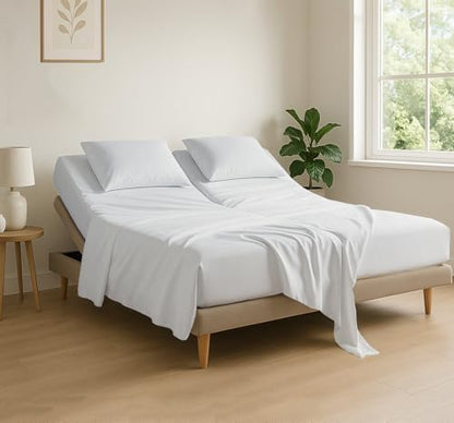 4 Piece Flex Head King Sheet Set 34" Top, 100% Egyptian Cotton, White