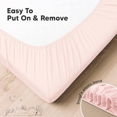 KeaBabies 2pk Organic Cotton Crib Sheets for Boys Girls 52x28, Mist Rose