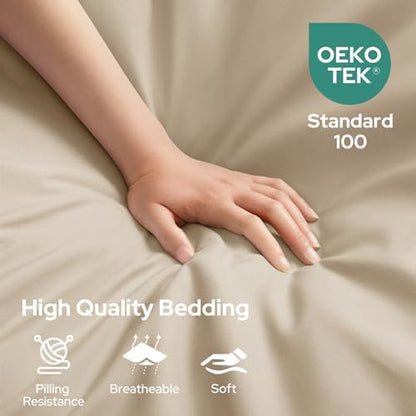 HOMEIDEAS King Size Bed Sheets - 6 Piece Set (Cream) - Extra Soft Brushed Microfiber 1800 Bedding Sheets, Deep Pocket, Wrinkle & Fade Free