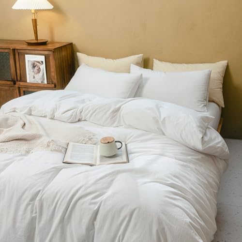 FOSSA Duvet Cover Set 100% Washed Cotton Linen Feel King
