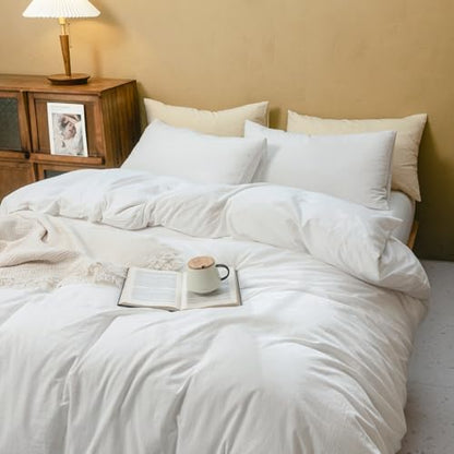 FOSSA Duvet Cover Set 100% Washed Cotton Linen Feel King
