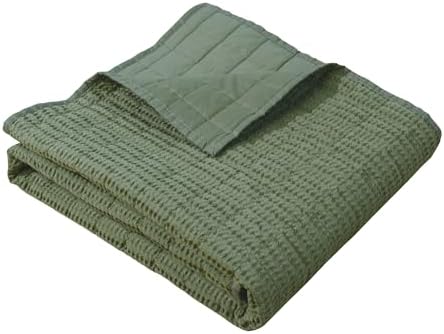 Levtex Home Cloud Waffle - Throw - Waffle Textured - Forest Green - Throw (50x60in.) - Cotton