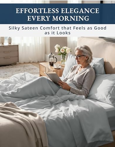 LANE LINEN California King Size Sheets Set 100% Egyptian Cotton - Silver