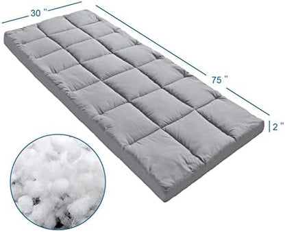 Cot Mattress Topper (Improved Thickness), Foam Quilted Pads for Camping, Soft Comfortable Sleeping Cot Mattress Pad Only, Camping Pad 75"x30" for Camp Cot/Rv Bunk/Narrow Twin Beds, Navy