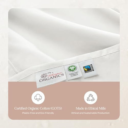 100% Organic Cotton Pillow Cases King Size Set of 2-100% Cotton Pillowcases GOTS Certified 300 Thread Count - Naturally Cooling Comfortable Breathable & Soft Pillow Cases (White, King)