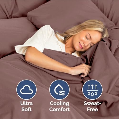 Split King Size 5 Piece Sheet Set - Ultra Soft & Cooling Bed Sheets - Clay