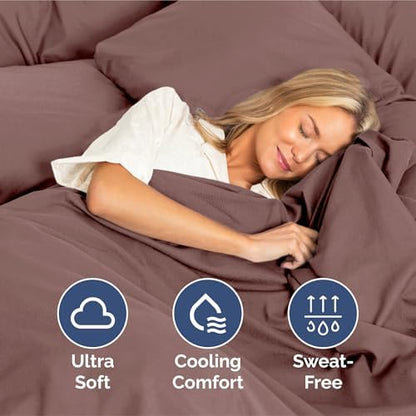 Split King Size 5 Piece Sheet Set - Ultra Soft & Cooling Bed Sheets - Clay