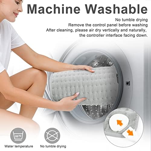 Heating Pad Electric Heat Pad, Hot Heated Pad,Multiple Temp and Timer Settings,Suitable for Shoulders, Neck, arms, Abdomen, Back, Legs, etc. (Silver Gray, 33"X17")