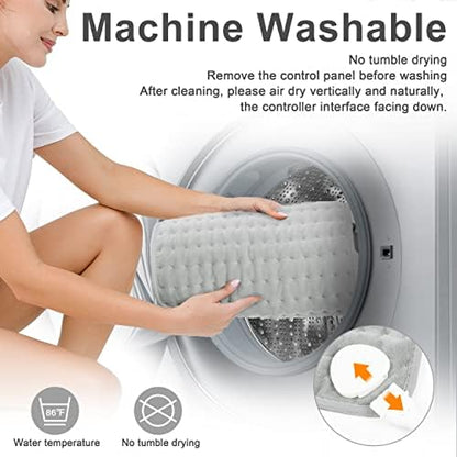 Heating Pad Electric Heat Pad, Hot Heated Pad,Multiple Temp and Timer Settings,Suitable for Shoulders, Neck, arms, Abdomen, Back, Legs, etc. (Silver Gray, 33"X17")