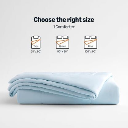 Amazon Basics Cooling Comforter, Temperature Regulating Blanket for Hot Sleepers, Summer & All Season Bedding, Lightweight, 68"x90", Twin, Blue