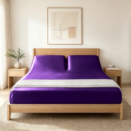 RUDONG M Split Top King Fitted Sheet Only for Adjustable Beds, Purple