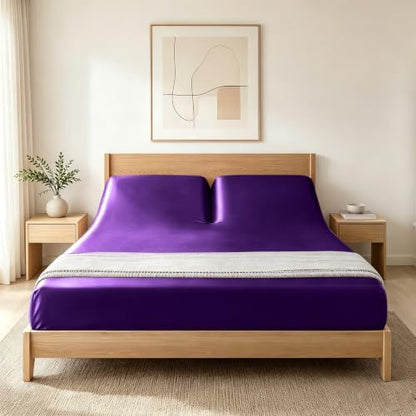 RUDONG M Split Top King Fitted Sheet Only for Adjustable Beds, Purple