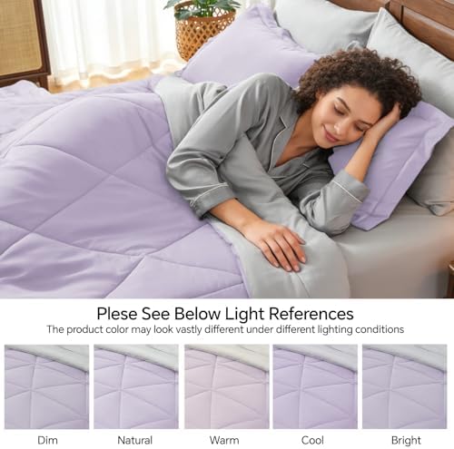 BEDELITE Twin Comforter Set 5 Pieces, Reversible Lavender Bed in A Bag
