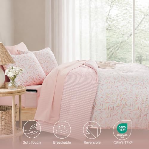 Monbix King Comforter Set-7 Pieces Floral Bed in a Bag King Bedding Sets