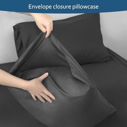 Extra Deep Pocket Full Sheet Set 4 Piece Set, Full Size Bed Sheets Black