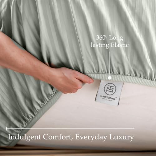 Threadmill 600 Thread Count Cotton Twin Sheet Set, Sateen, Damask, Grey