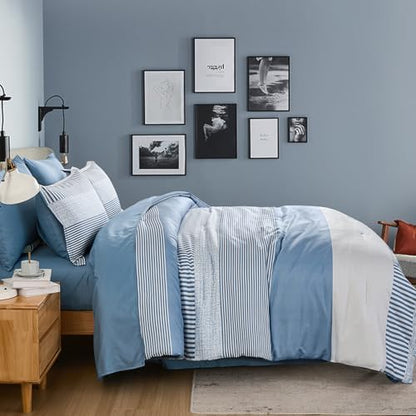 Twin XL/Full Size Comforter Blue Striped Comforters for Boys & Girls