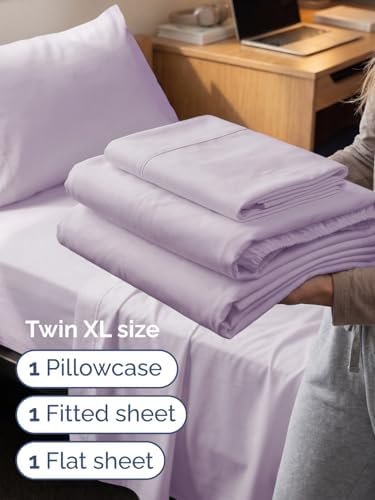 Extra Deep Twin XL Sheet Set - 3 Piece College Dorm Room - Light Lavender
